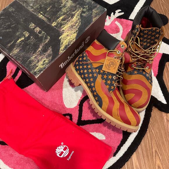 Timberland 6" Boot Supreme Stars & Stripes Wheat - Size 11.5 - Like New - Picture 1 of 16